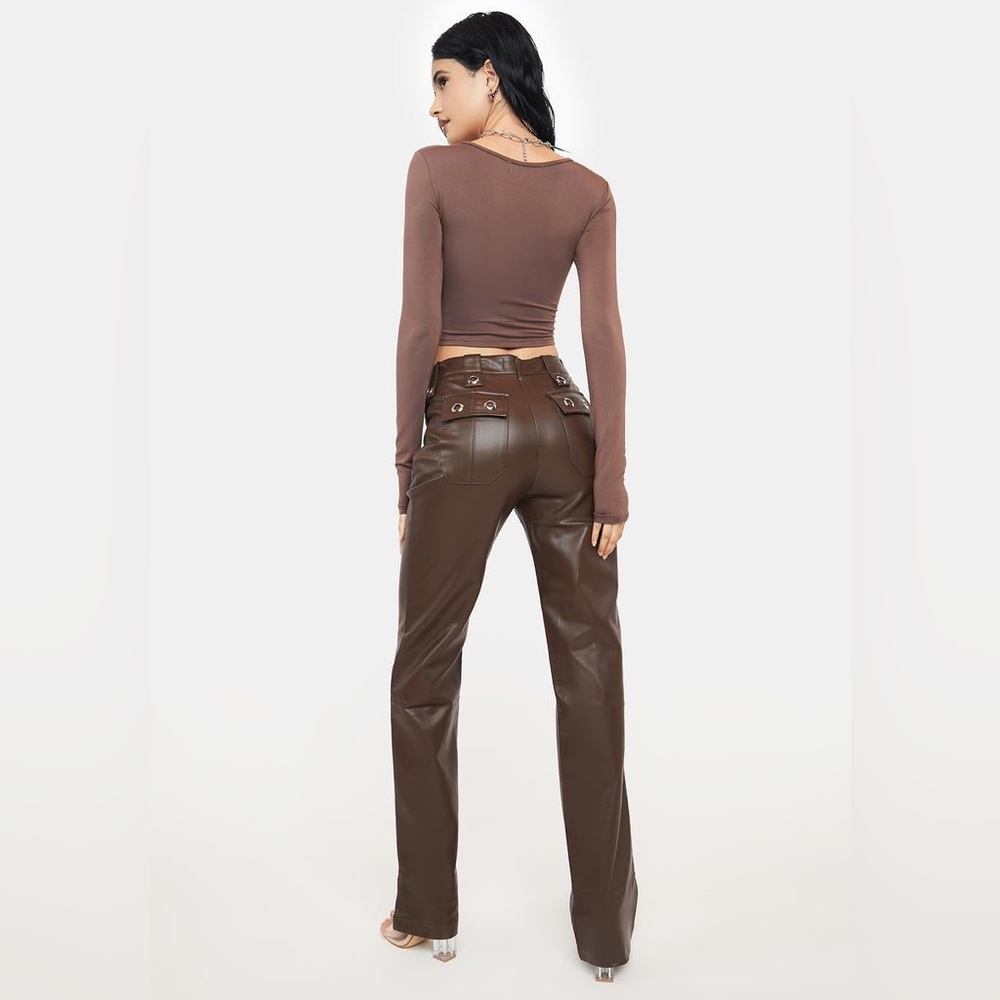 The Kript brown pleather pants